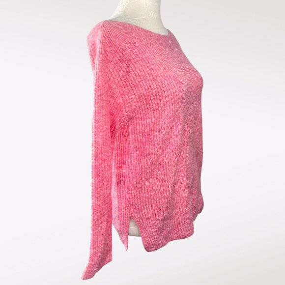 Leith Pink Ribbed Boatneck Sweater Fuzzy Soft Lightweight Knit XS - Picture 8 of 11
